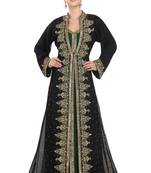 Green Georgette Zari Work Moroccan Kaftan for Women