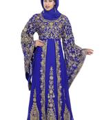 royal blue georgette embroidered zari work islamic kaftans