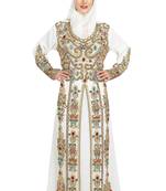 Off White georgette embroidered zari work islamic kaftans