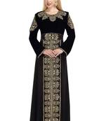 black velvet embroidered zari work islamic kaftans
