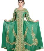 light green georgette embroidered zari work islamic kaftans