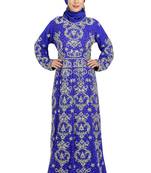 royal blue georgette embroidered zari work islamic kaftans