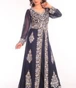 Black georgette embroidered zari work islamic kaftans
