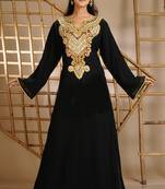 Black georgette embroidered zari work farasha