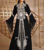 Black georgette embroidered zari work islamic kaftan