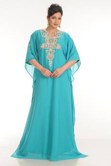 Light Phirozy  georgette embroidered zari work farasha
