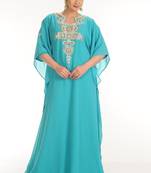 Light Phirozy  georgette embroidered zari work farasha