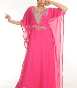 Pink georgette embroidered zari work farasha