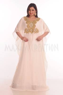 Cream georgette embroidered zari work farasha 1