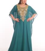 Rama Green georgette embroidered zari work farasha