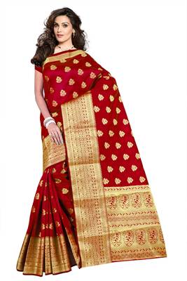 Maroon Woven Banarasi Saree With Blouse 1