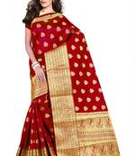 Maroon Woven Banarasi Saree With Blouse