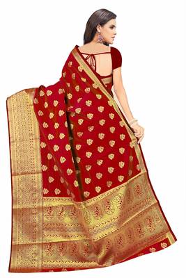 Maroon Woven Banarasi Saree With Blouse 2