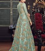 Sea Green  Embroidered Net Anarkali  With Dupatta