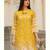 Yellow organza embroidered pakistani kurti