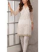 White net embroidered pakistani kurti