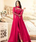 red embroidered georgette salwar with dupatta