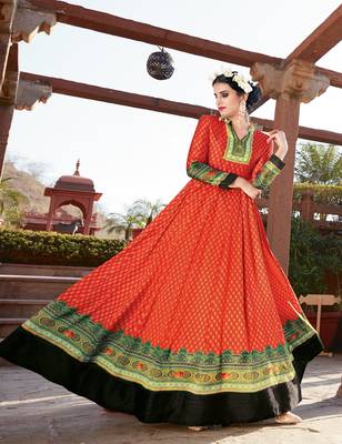 Orange embroidered silk salwar with dupatta 1