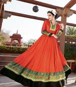 Orange embroidered silk salwar with dupatta