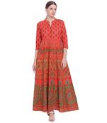 Red printed cotton kurtas-and-kurtis