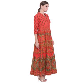 Red printed cotton kurtas-and-kurtis 3