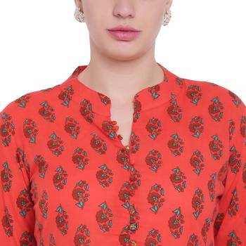 Red printed cotton kurtas-and-kurtis 5