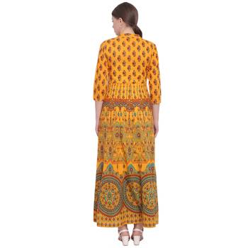 Yellow printed cotton kurtas-and-kurtis 2