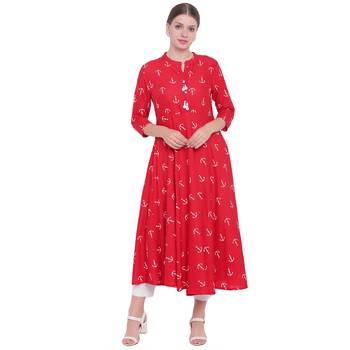 Red printed rayon kurtas-and-kurtis 1