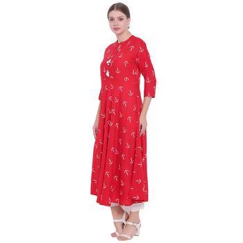 Red printed rayon kurtas-and-kurtis 4
