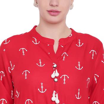Red printed rayon kurtas-and-kurtis 5