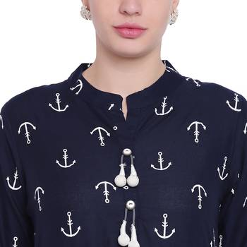 Blue printed rayon kurtas-and-kurtis 5