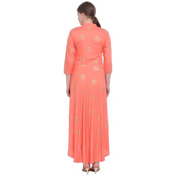 Peach printed rayon kurtas-and-kurtis 2