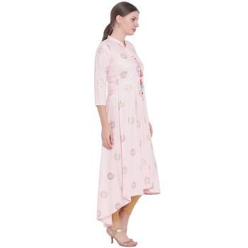 Pink printed rayon kurtas-and-kurtis 3