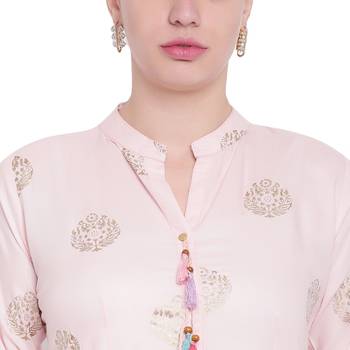 Pink printed rayon kurtas-and-kurtis 5