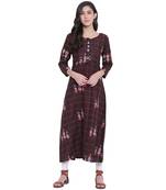Brown printed rayon kurtas-and-kurtis