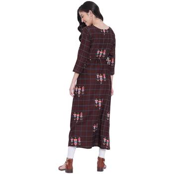 Brown printed rayon kurtas-and-kurtis 2