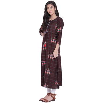 Brown printed rayon kurtas-and-kurtis 4