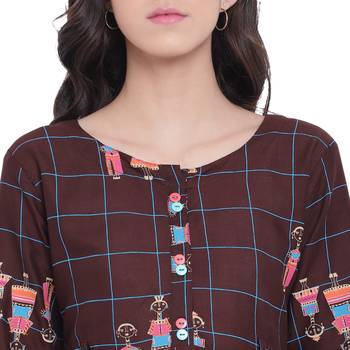 Brown printed rayon kurtas-and-kurtis 5