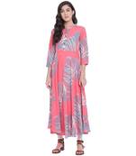 Pink printed rayon kurtas-and-kurtis