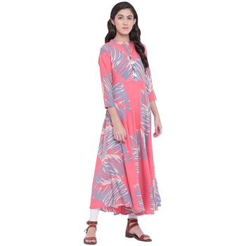 Pink printed rayon kurtas-and-kurtis 3