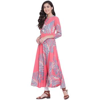 Pink printed rayon kurtas-and-kurtis 4