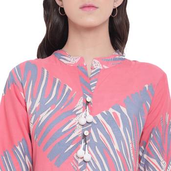 Pink printed rayon kurtas-and-kurtis 5