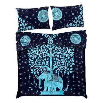 Tree of Life Elephant Comforter Quilt Cover Double Bedding Throw Indian Duvet Cover & Pillow Case Bohemian Throw 1
