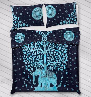 Tree of Life Elephant Comforter Quilt Cover Double Bedding Throw Indian Duvet Cover & Pillow Case Bohemian Throw 4