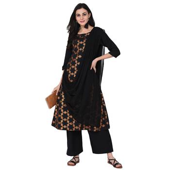 Black color Flared Foil Kurta Palazzo Set 1