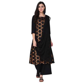 Black color Flared Foil Kurta Palazzo Set 2
