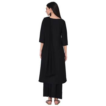Black color Flared Foil Kurta Palazzo Set 3