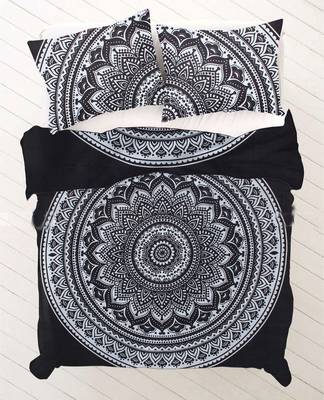 Black & White Psychedelic Mandala Comforter Cover Double Bedding Throw  Duvet Cover & Pillow Case Bohemian Throw 3