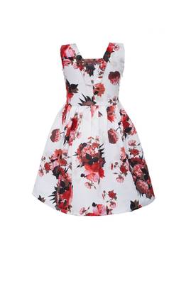 Multicolor printed satin kids-frocks 1