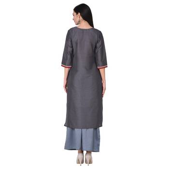 Grey color Straight Digital Print Kurta Palazzo Set 3